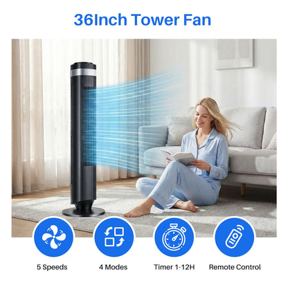 Silent Bladeless Tower Fan w/ Timer & Auto Mode 🌬️🏠