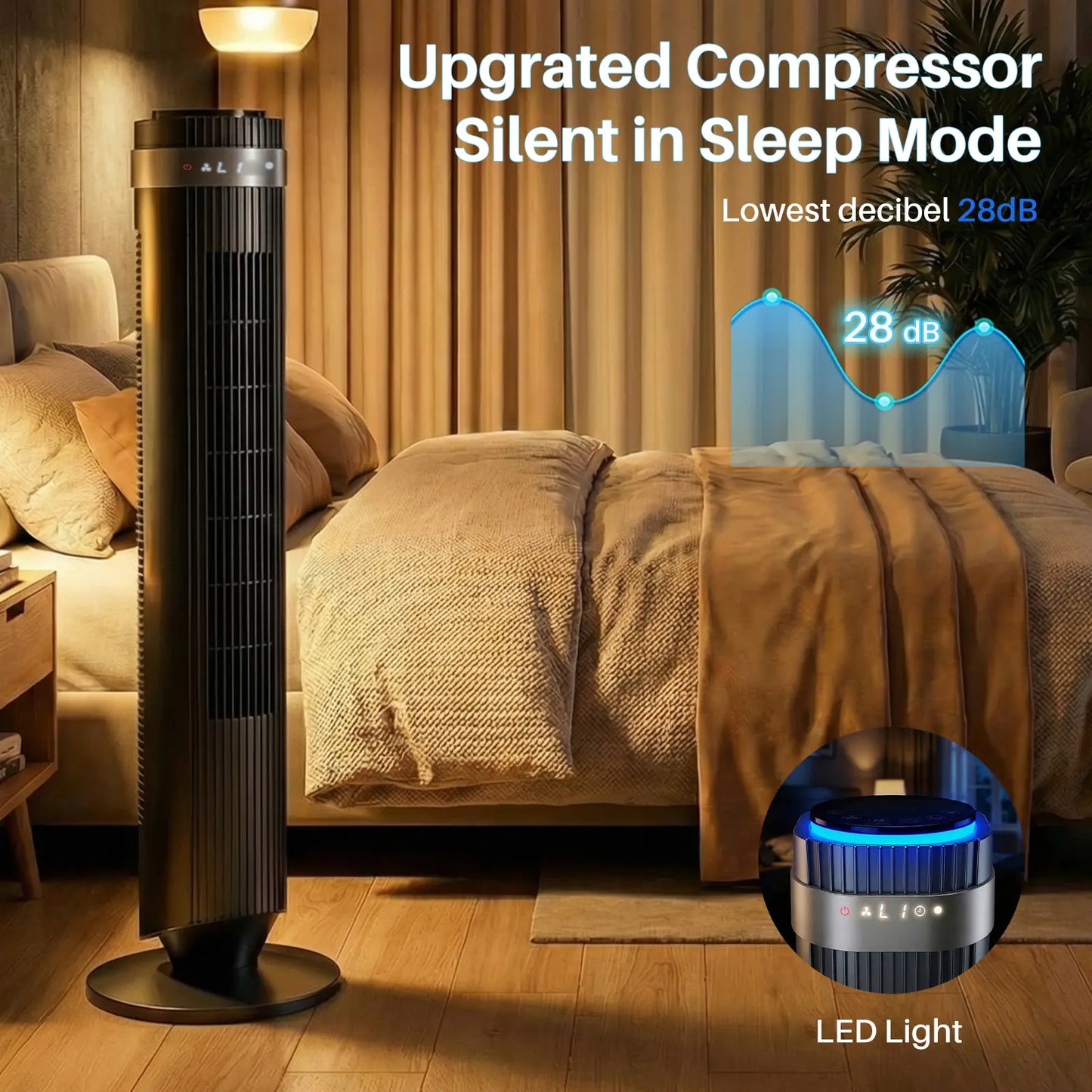 Silent Bladeless Tower Fan w/ Timer & Auto Mode 🌬️🏠