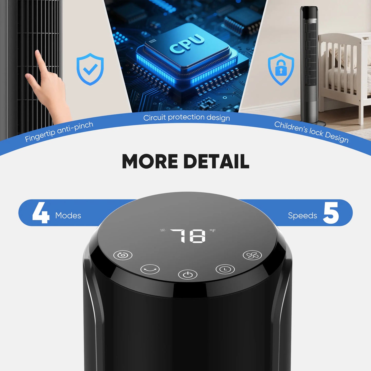 Silent Bladeless Tower Fan w/ Timer & Auto Mode 🌬️🏠