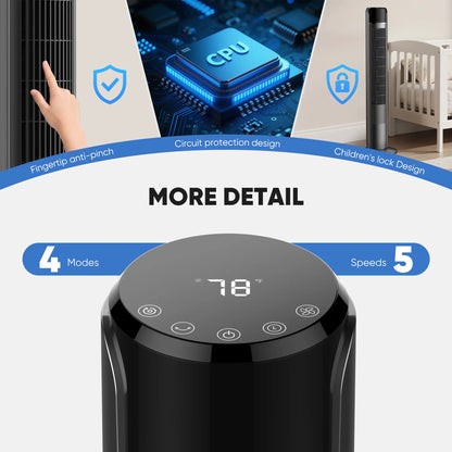 Silent Bladeless Tower Fan w/ Timer & Auto Mode 🌬️🏠
